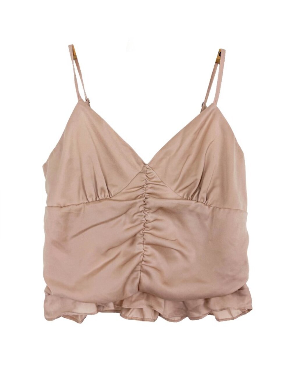 Active USA Womens Medium Blush Pink Ruched Cropped Cami Strappy Festival Summer